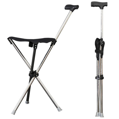 Foldable Walking Stick with Built-In Seat