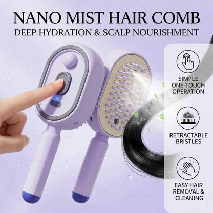 2-in-1 Misting Hair Brush with Retractable Water Spray
