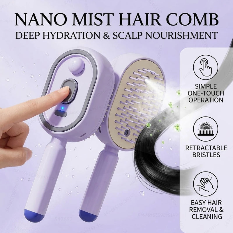 2-in-1 Misting Hair Brush with Retractable Water Spray