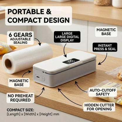 Rechargeable Mini Bag Sealer with Built-In Cutter