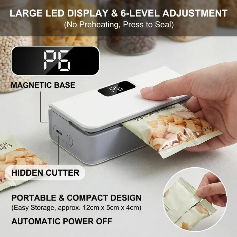 Rechargeable Mini Bag Sealer with Built-In Cutter