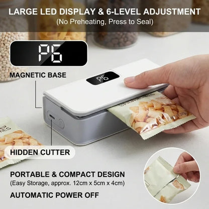 Rechargeable Mini Bag Sealer with Built-In Cutter
