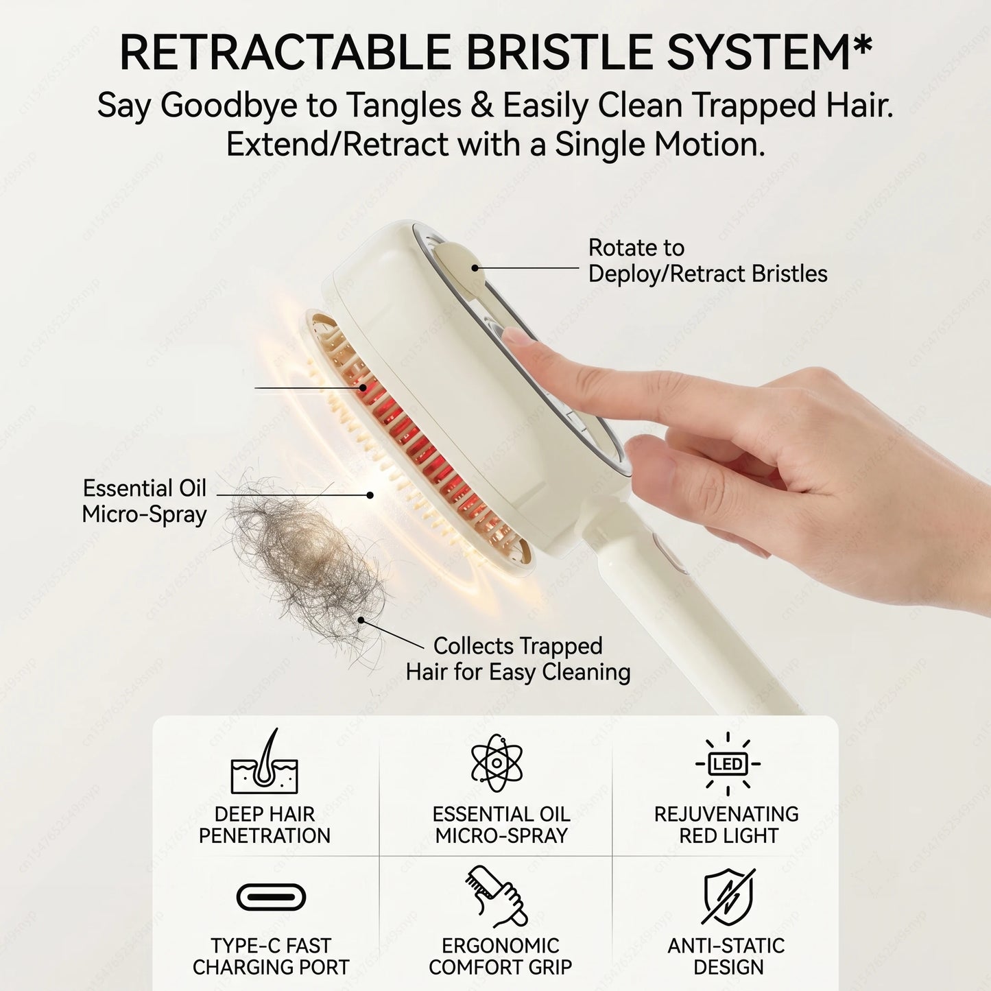 2-in-1 Misting Hair Brush with Retractable Water Spray