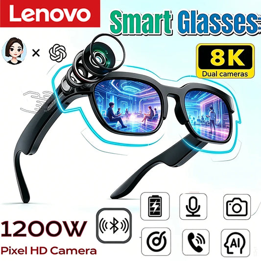 Lenovo AI Smart Glasses with Real-Time Translation and Bluetooth Audio